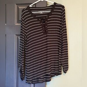 Croft & Barrow Black and White Striped Blouse